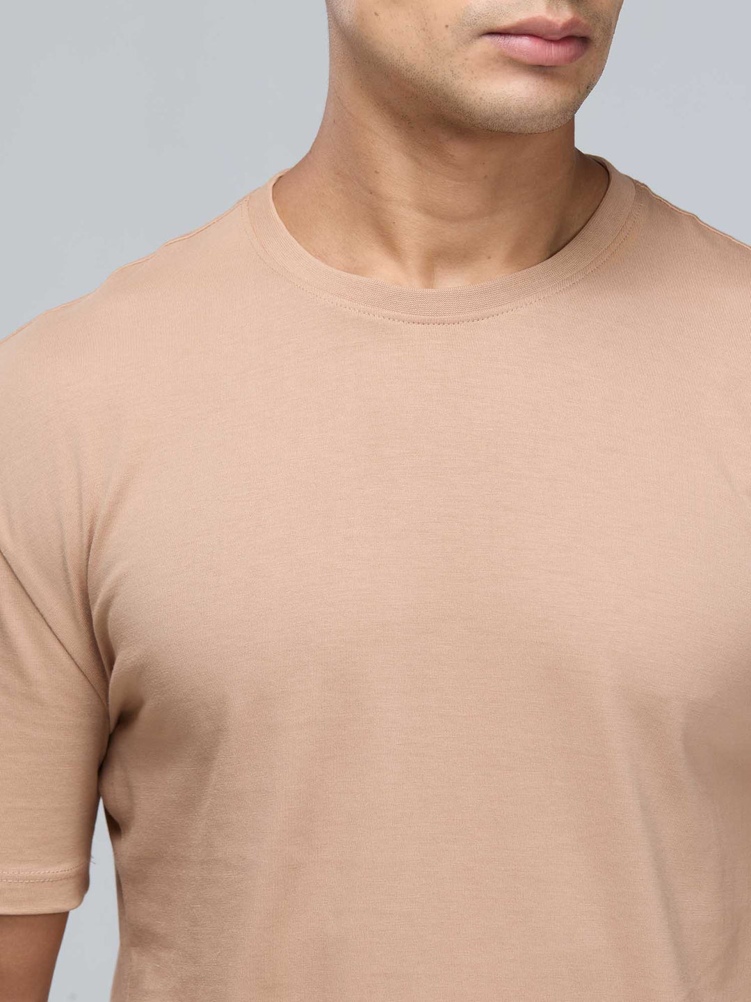 Beige Supima Crew Neck T-shirt