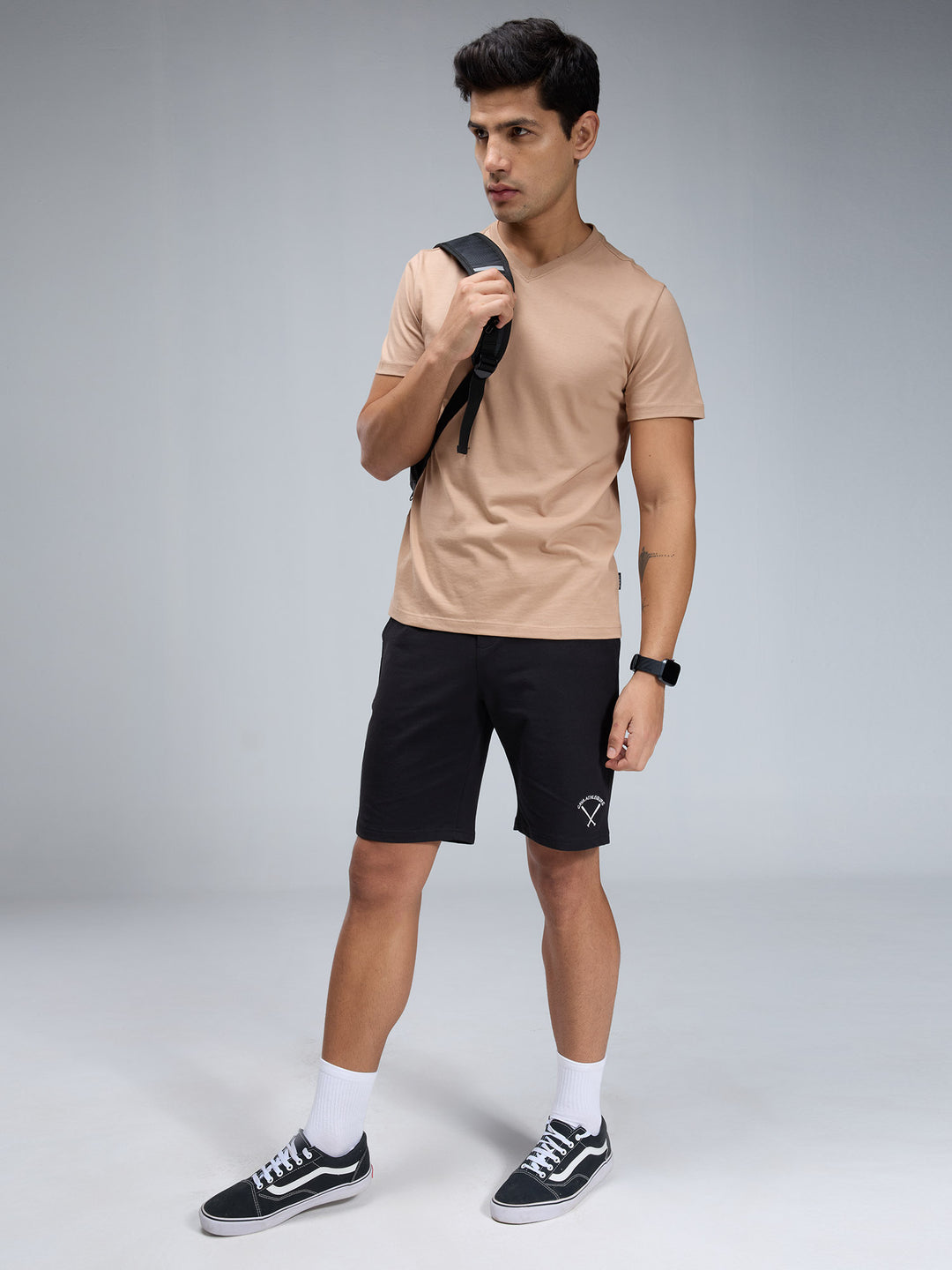 Beige Supima V Neck T-shirt