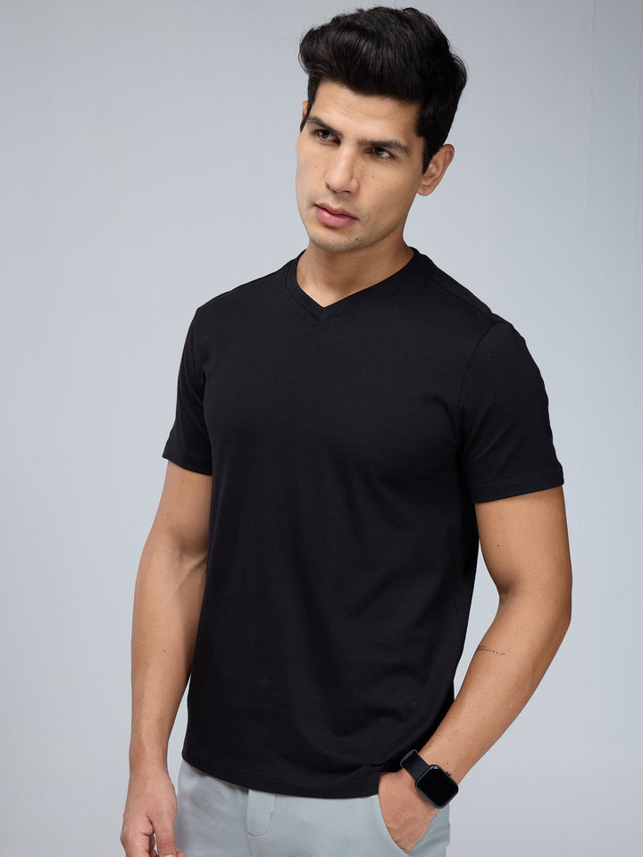 Black Supima V Neck T-shirt