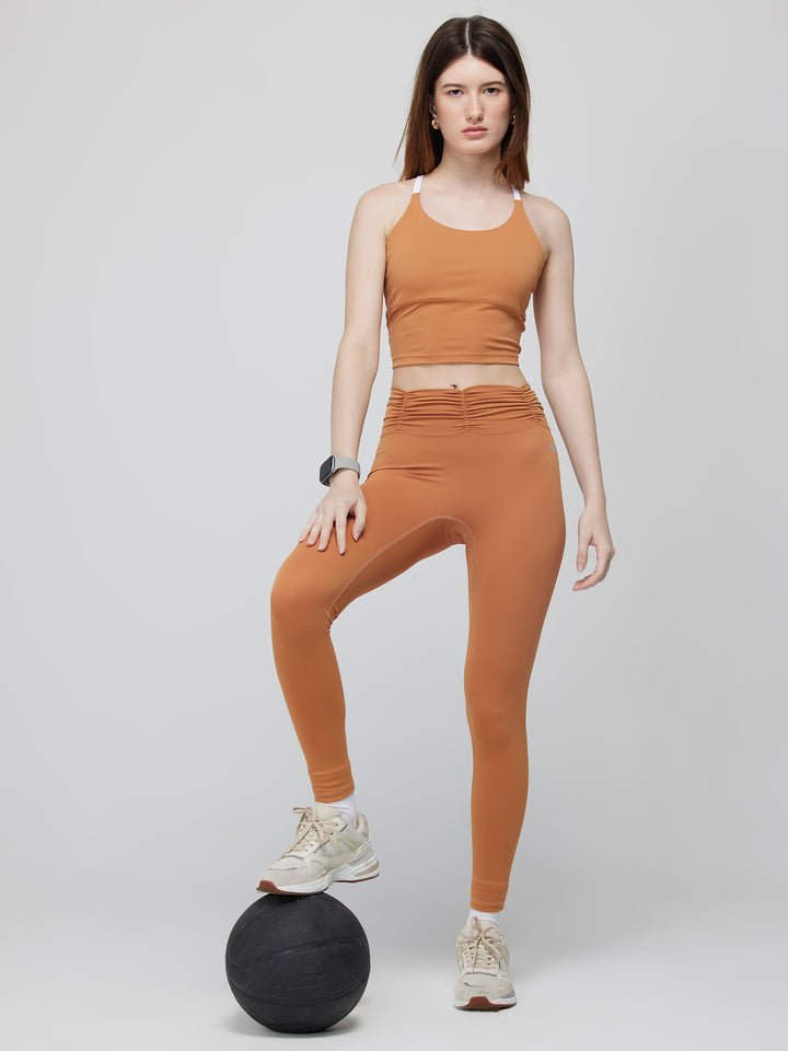 Pecan Ruched Waist Leggings