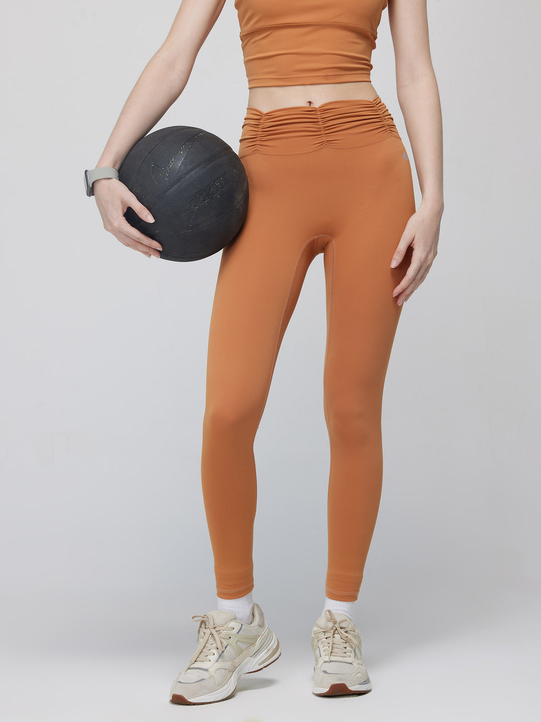 Pecan Ruched Waist Leggings