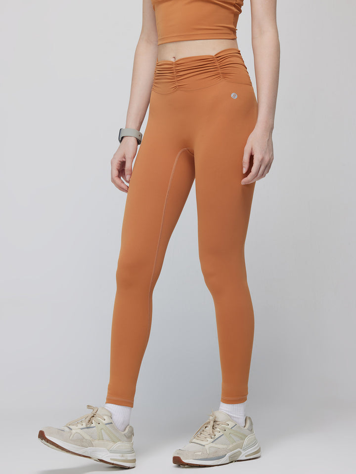 Pecan Ruched Waist Leggings