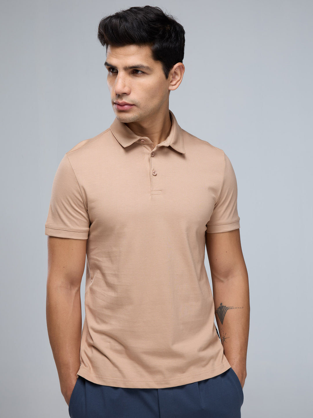 Beige Supima Polo T-shirt