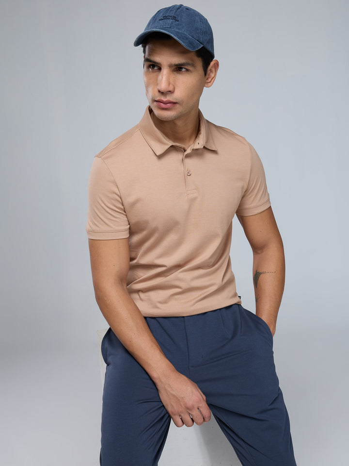 Beige Supima Polo T-shirt