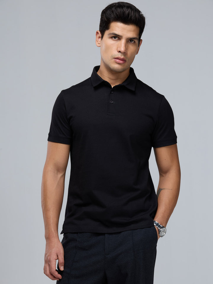 Black Supima Polo T-shirt