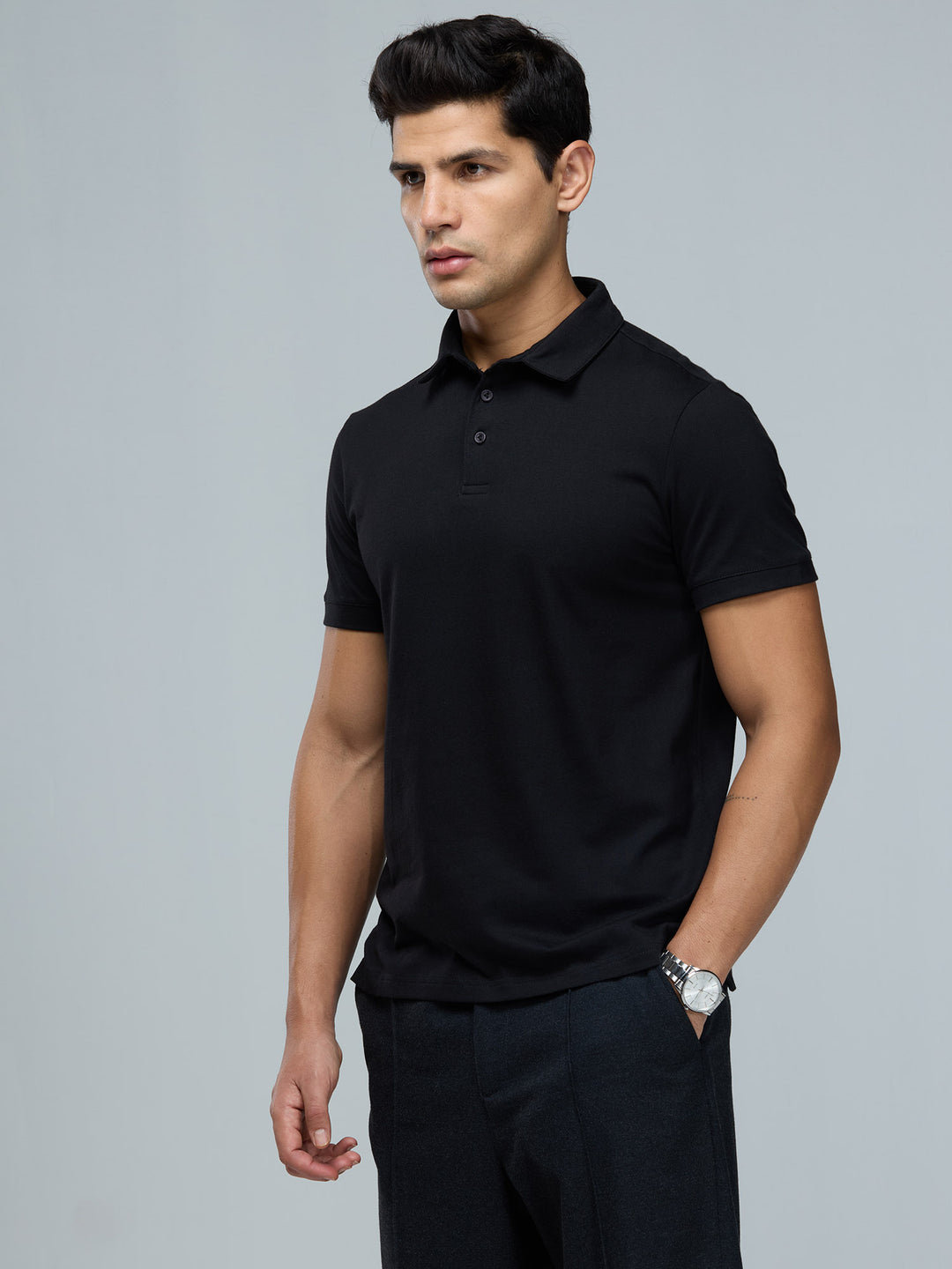 Black Supima Polo T-shirt