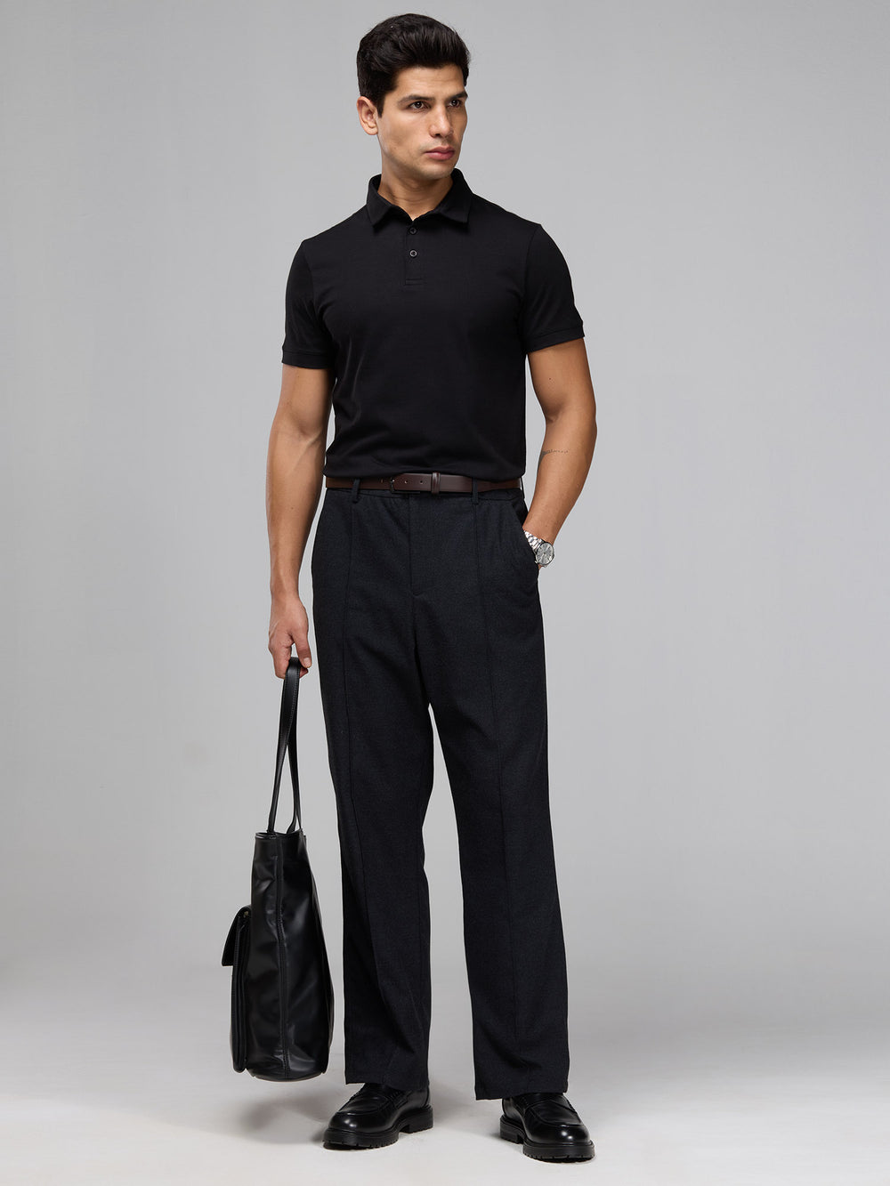 Black Supima Polo T-shirt