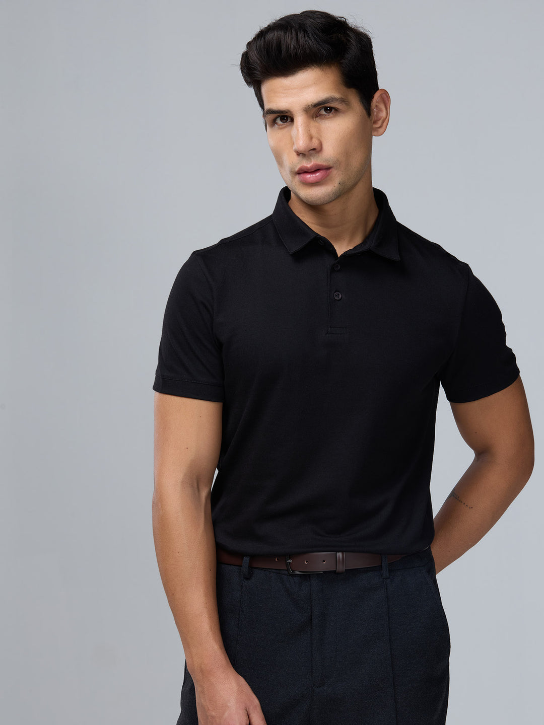 Black Supima Polo T-shirt