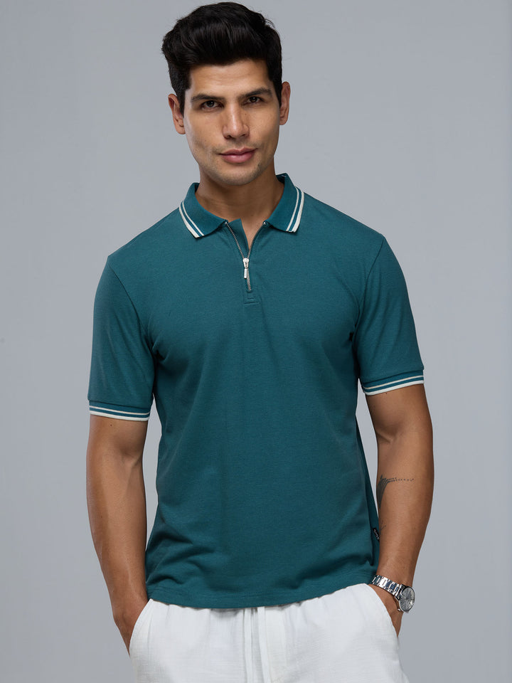 Green Urban Zipper Polo