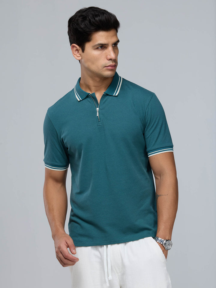 Green Urban Zipper Polo