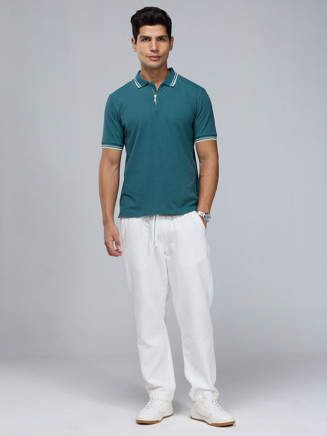 Green Urban Zipper Polo