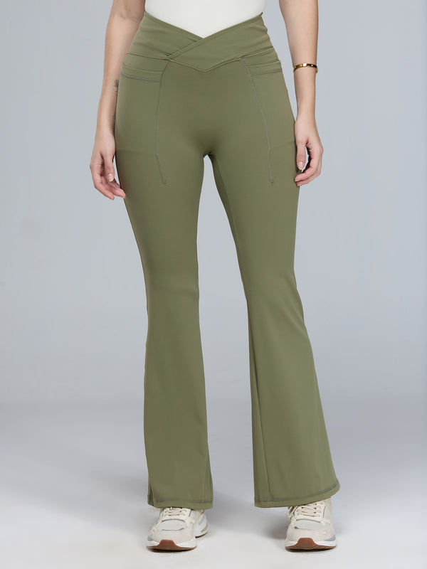 Olive Tall Hourglass Flared Leggings