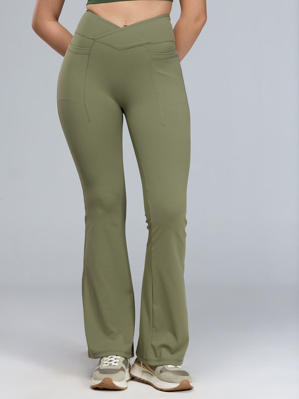 Olive Extra Tall Hourglass Flared Leggings