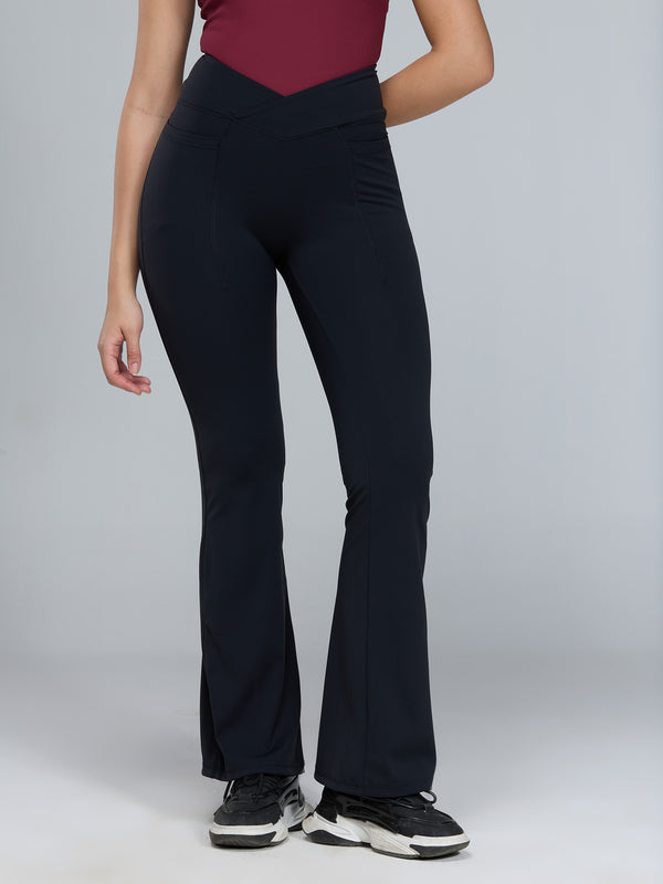Obsidian Black Extra Tall Hourglass Flared Leggings