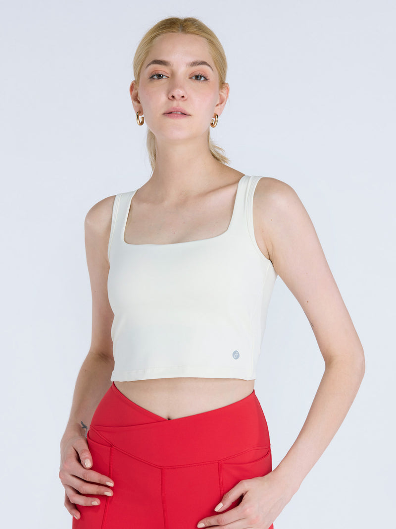Ivory Striped Back Crop Tank