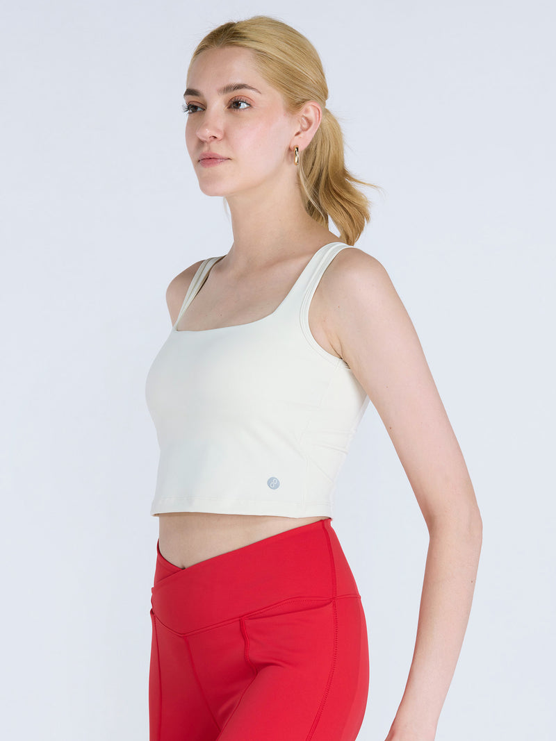 Ivory Striped Back Crop Tank