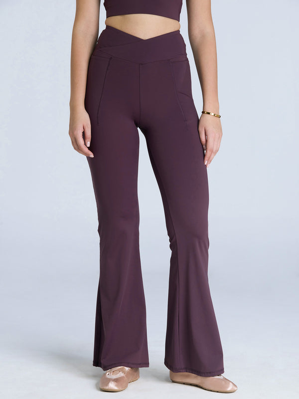 Wine Tall Hourglass Flared Leggings