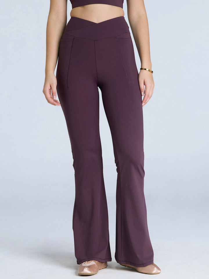 Wine Tall Hourglass Flared Leggings