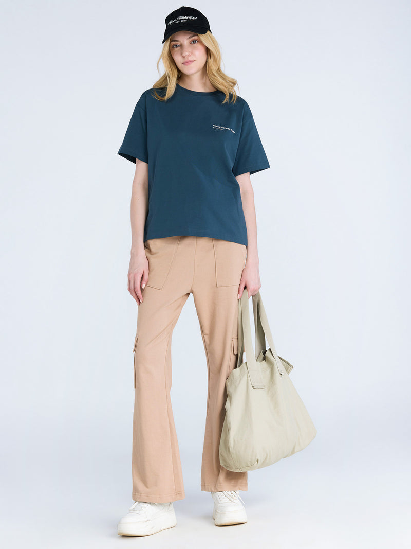 Beige Wide Cargo Joggers