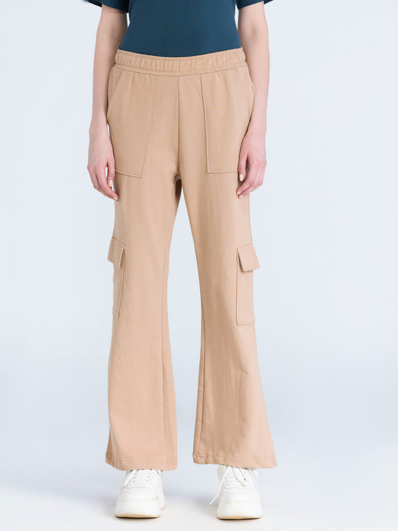 Beige Wide Cargo Joggers