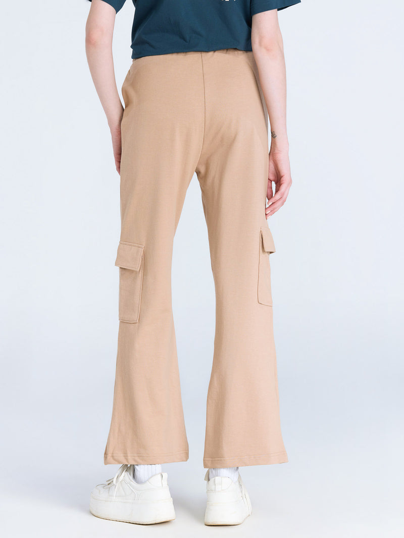 Beige Wide Cargo Joggers