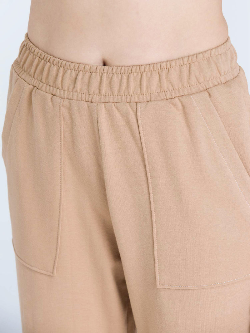 Beige Wide Cargo Joggers