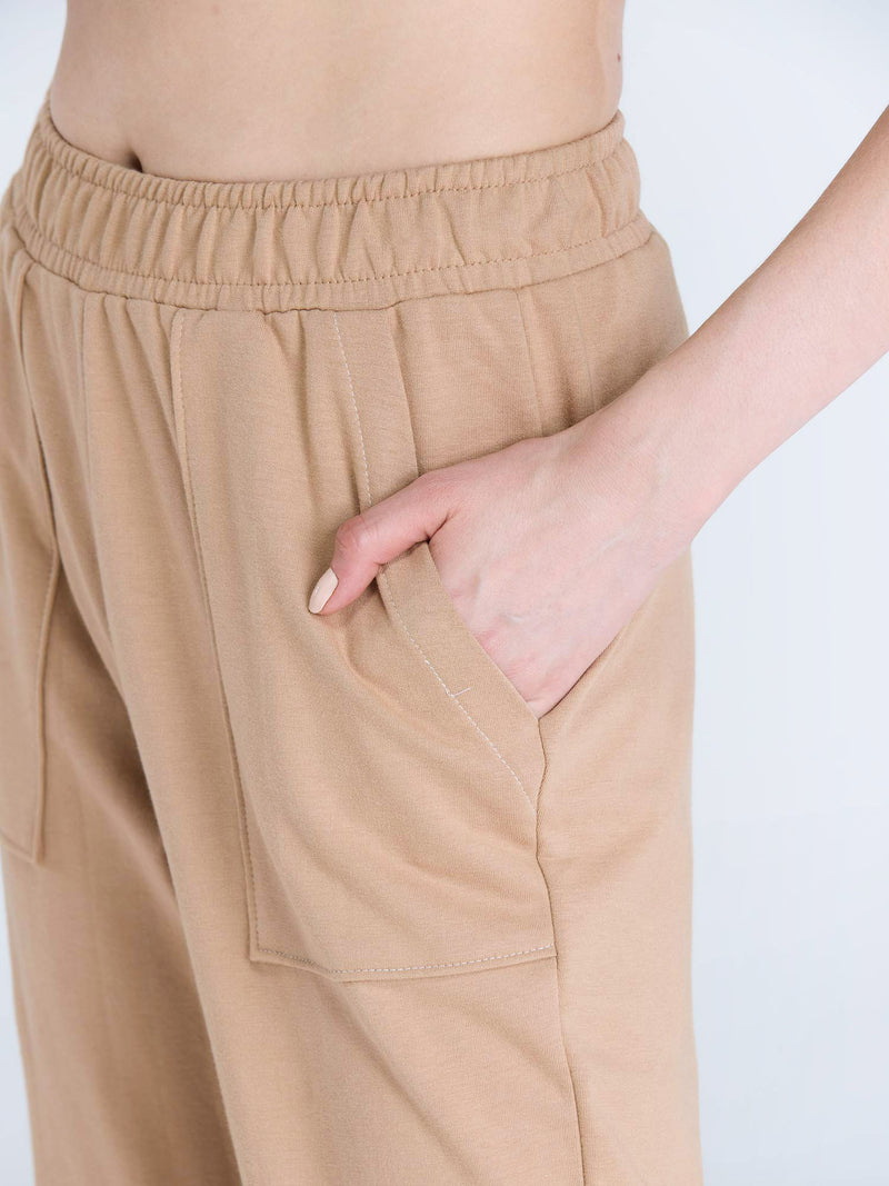 Beige Wide Cargo Joggers