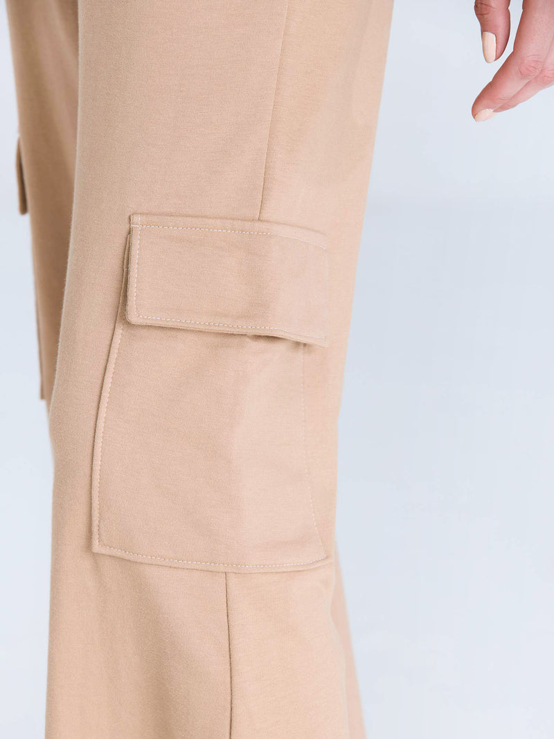 Beige Wide Cargo Joggers