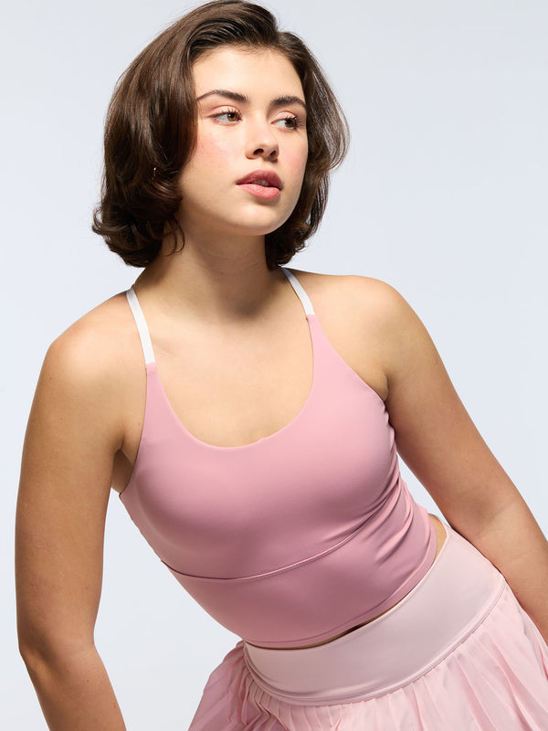 Pink Cross Back Sports Bra