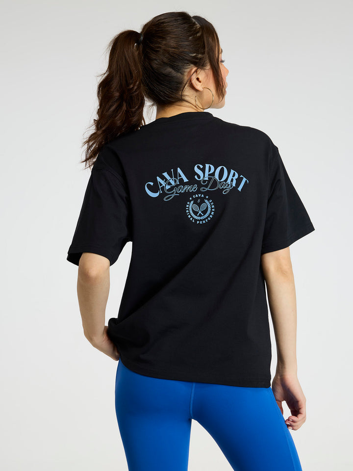 Black Cava Sport Oversized Printed Tee - Women