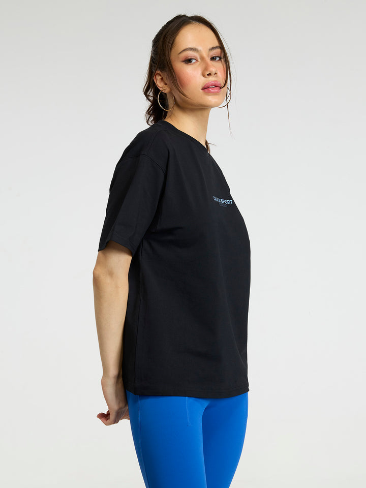 Black Cava Sport Oversized Printed Tee - Women