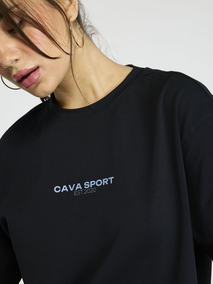 Black Cava Sport Oversized Printed Tee - Women