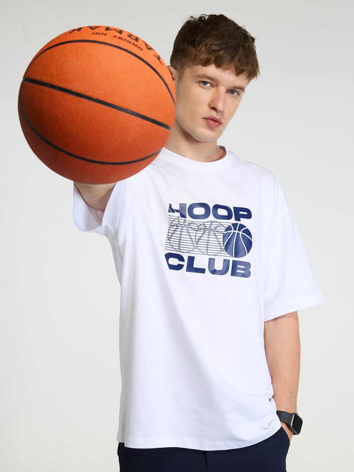White Certified Hoopers Oversized Printed Tee - Men