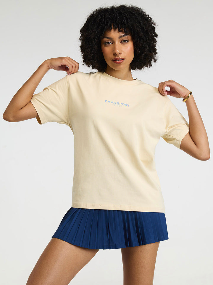 Cream Cava Sport Oversized Printed Tee - Women