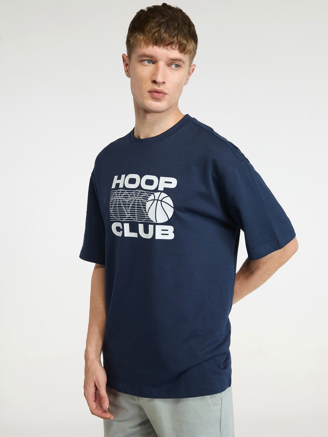Navy Certified Hoopers Oversized Printed Tee - Men