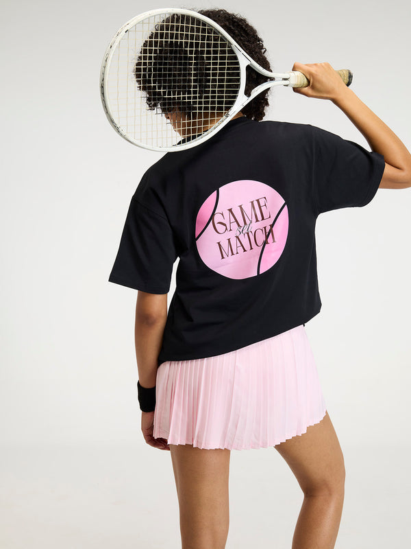 Black  Serve Side Oversized Printed Tee - Women