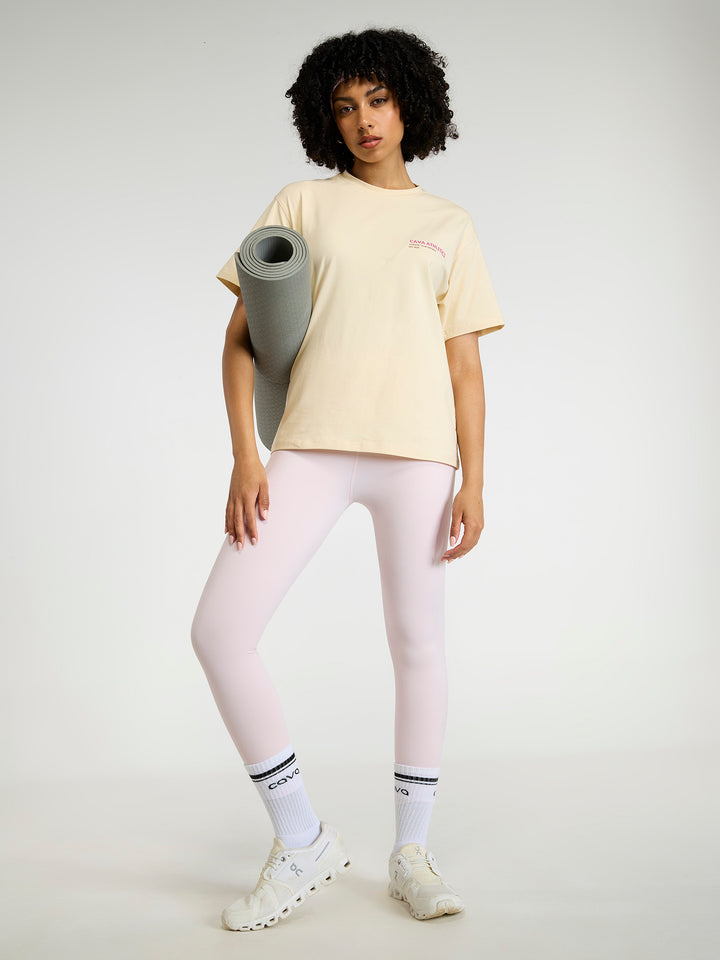 Cream Serve Side Oversized Printed Tee - Women