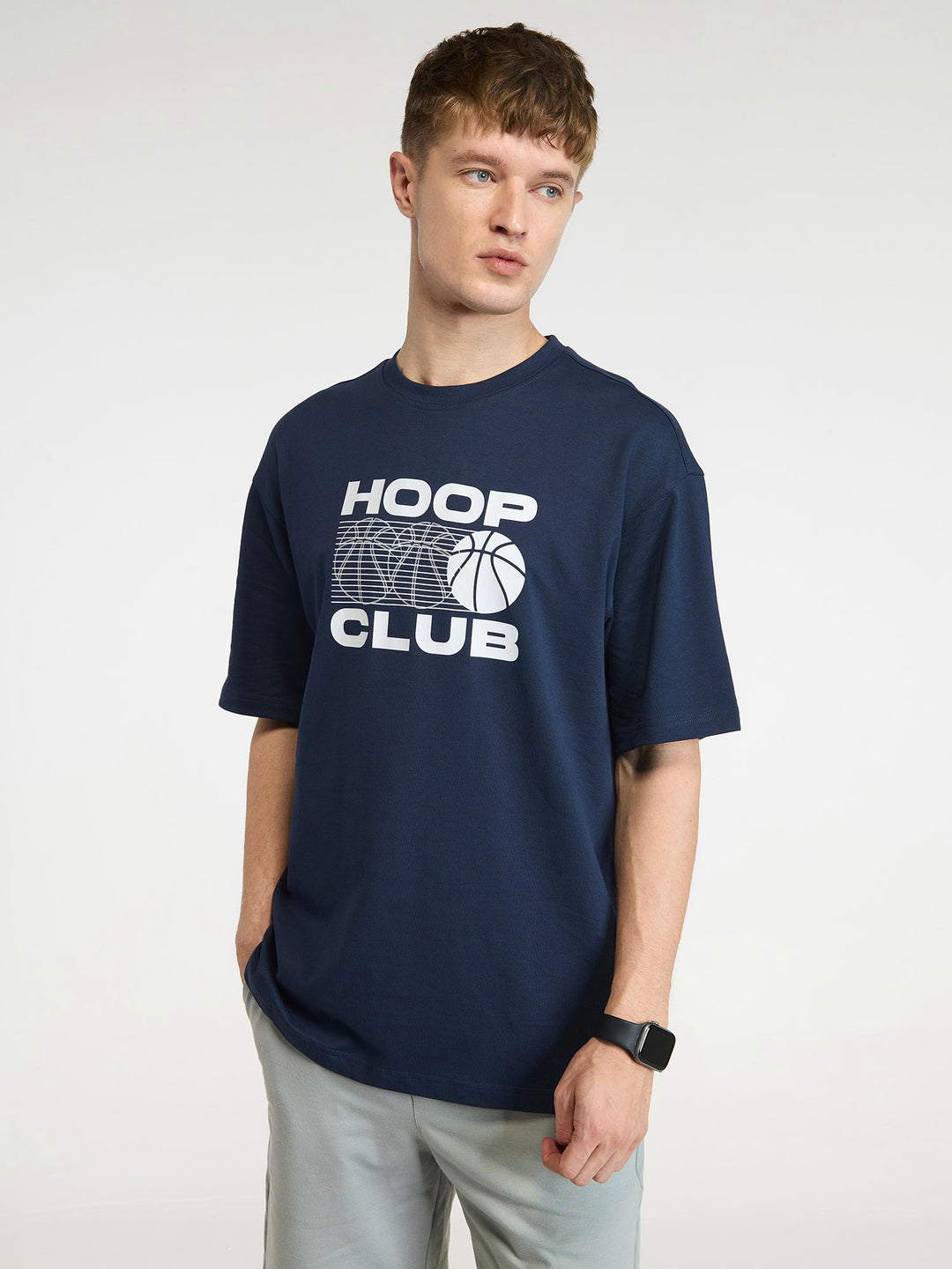 Navy Certified Hoopers Oversized Printed Tee - Men