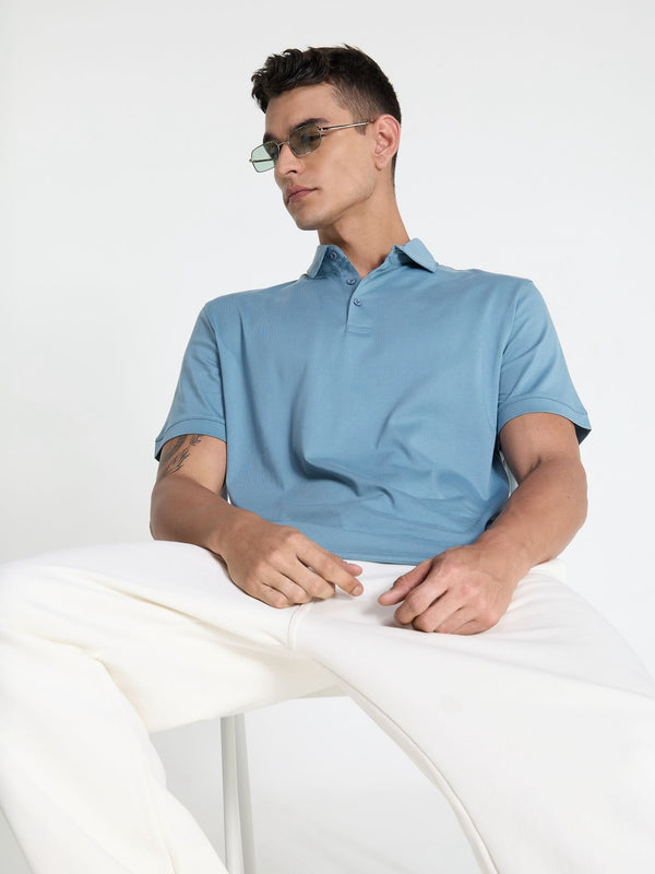 Blue Supima Polo T-Shirt - Regular Fit