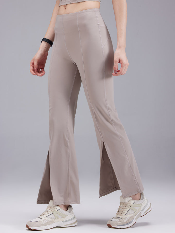 Beige Retro Flare Pants