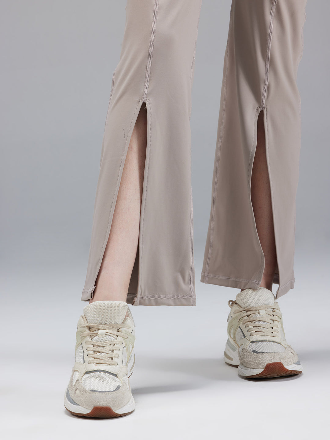 Beige Retro Flare Pants