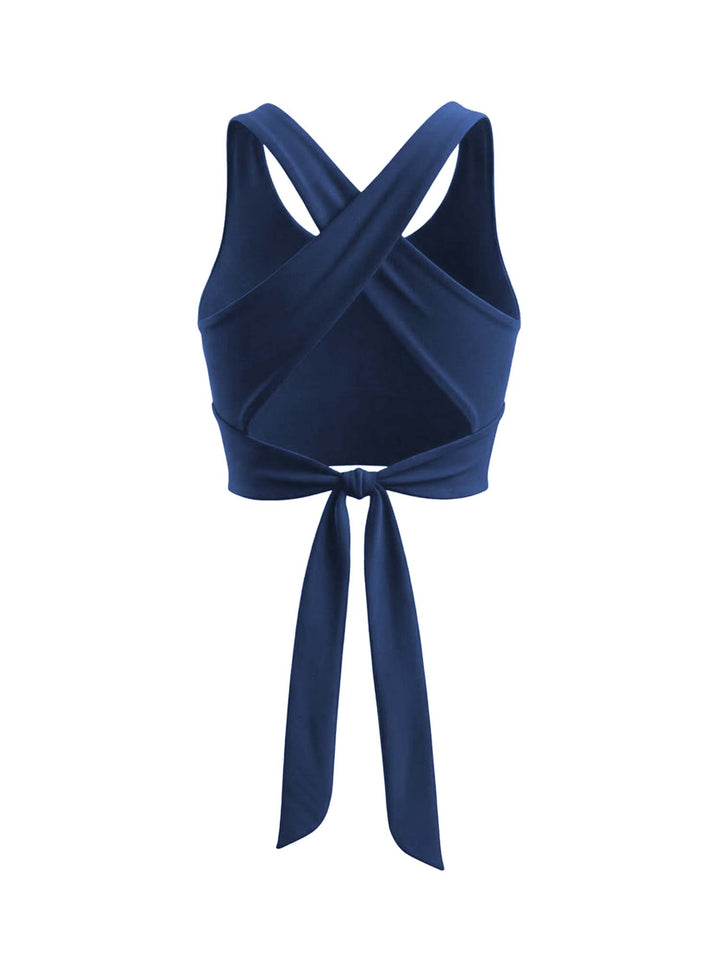 Navy Tieback Swim Top