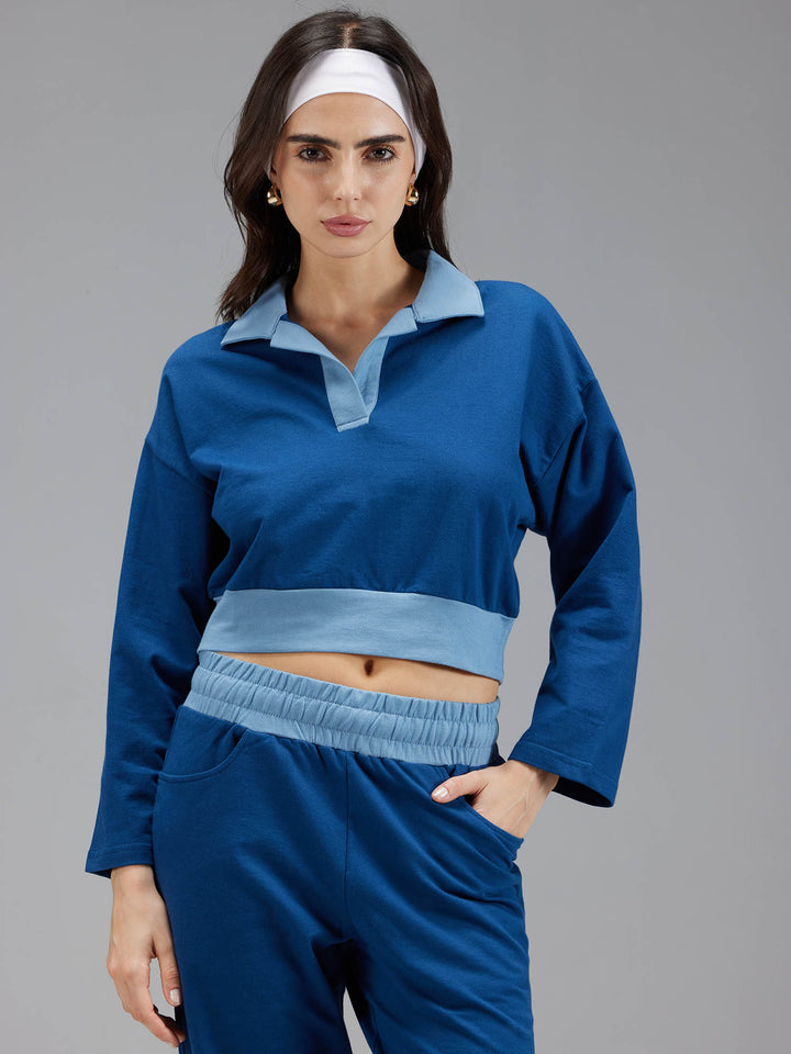 Blue Boxy Polo Sweatshirt