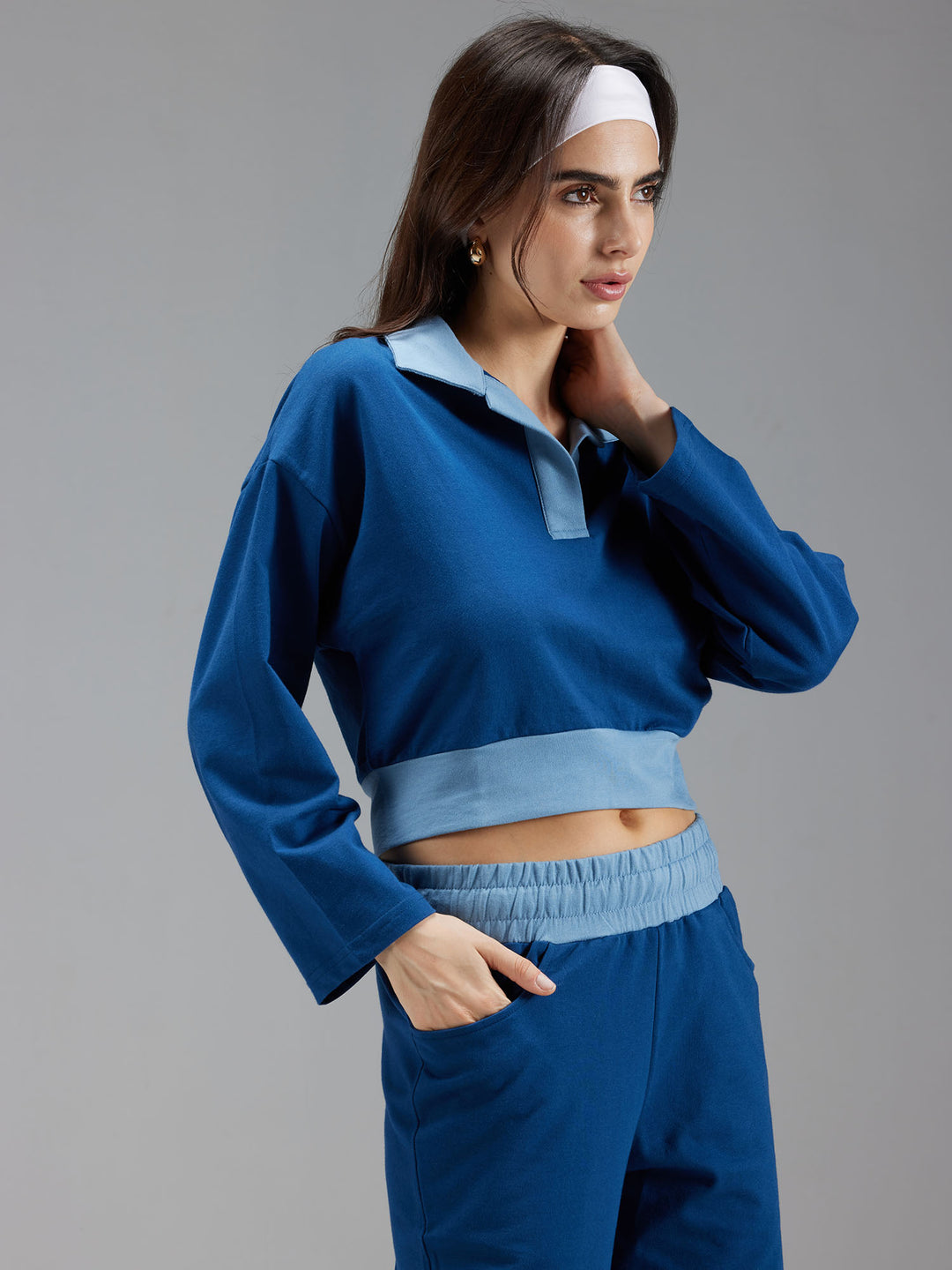 Blue Boxy Polo Sweatshirt