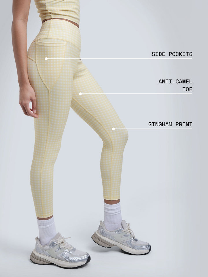 Butter Yellow Gingham Sculpt Core Leggings