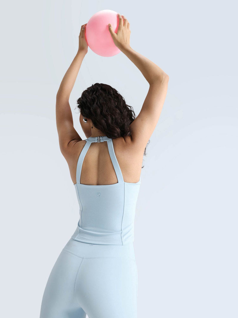Blue Lace Trim Halter Tank