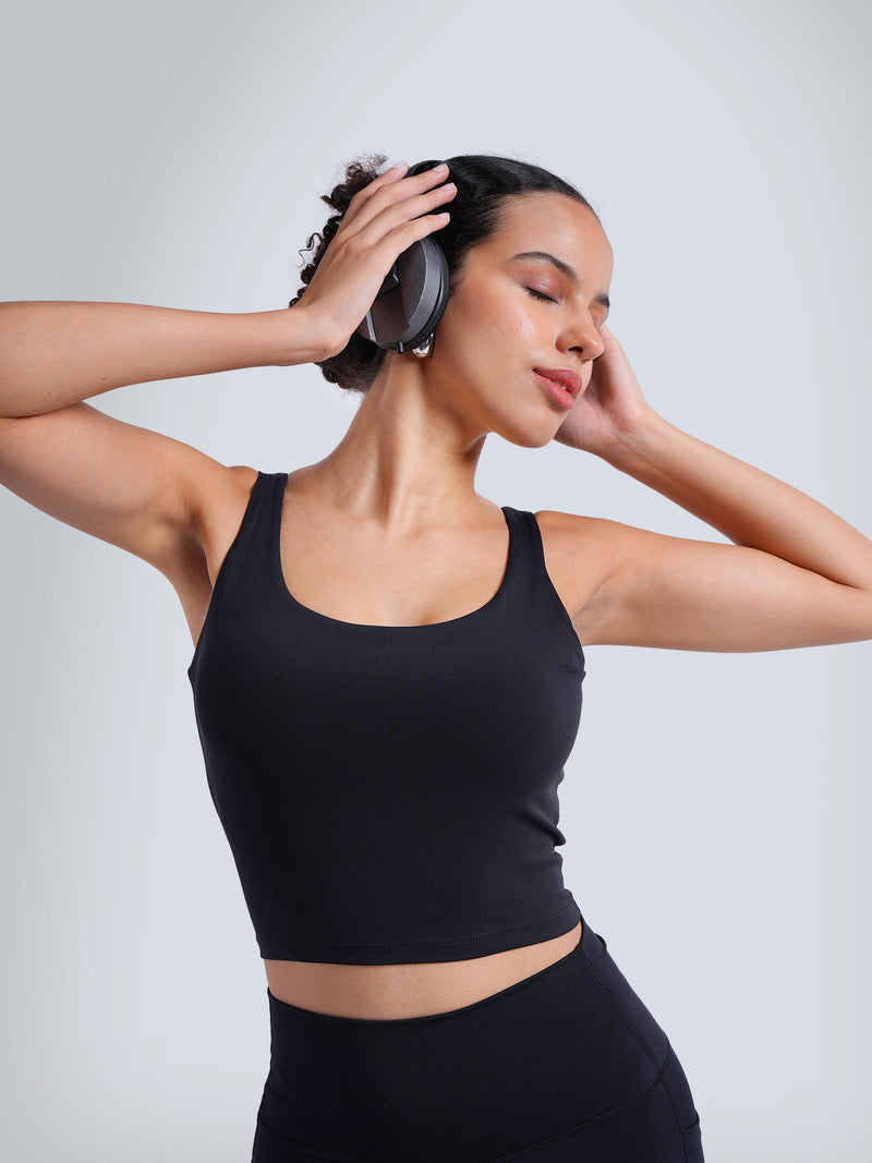 Black Aerial Crop Tank