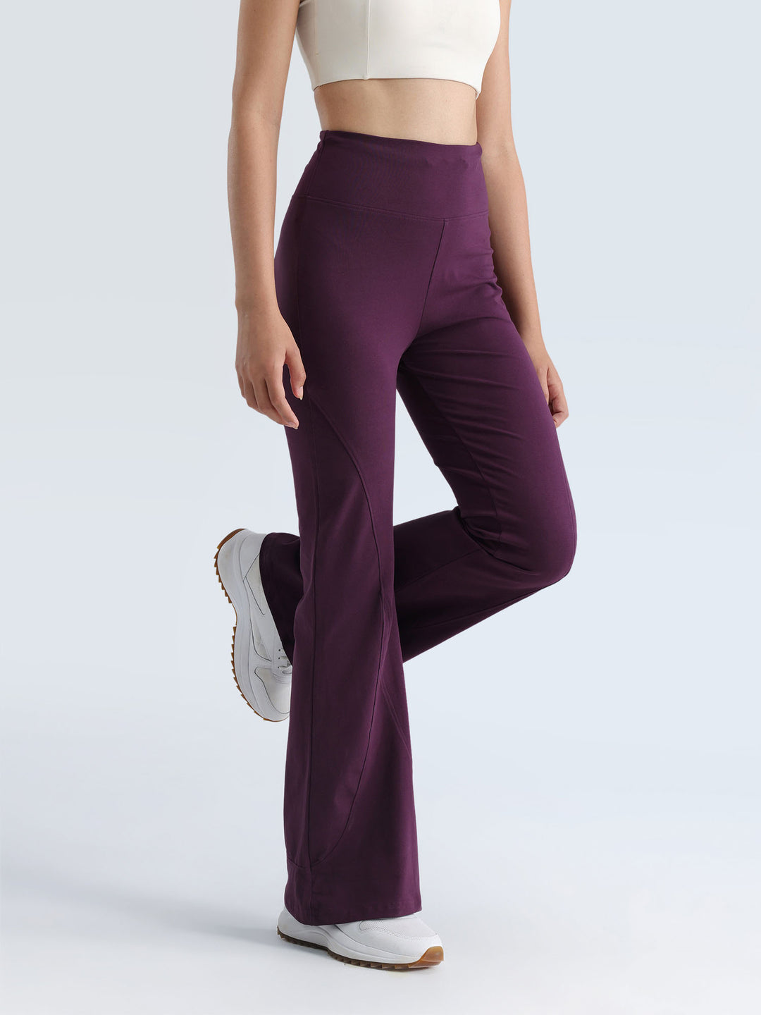 Plum Cotton Flared Leggings