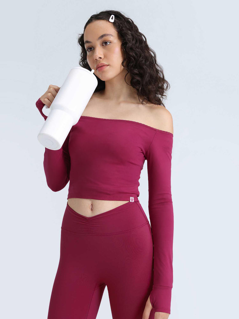 Berry Lace Off-Shoulder Top