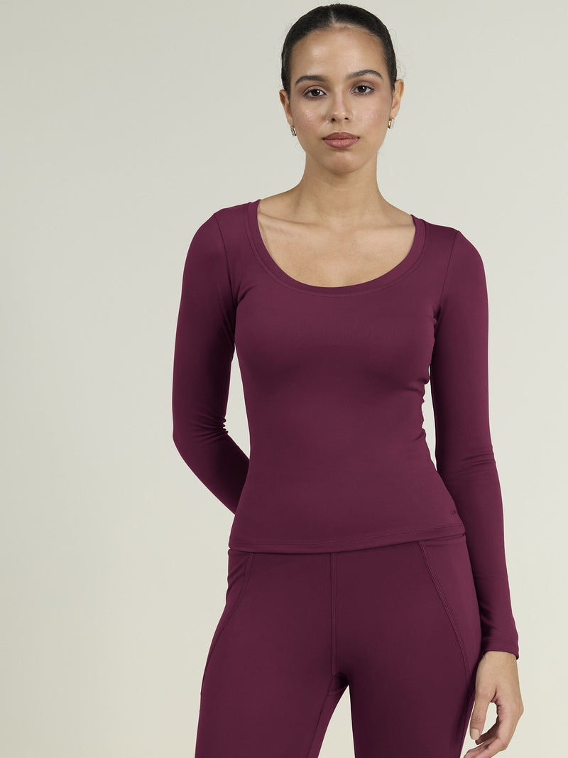 Burgundy Sculpt Scoop Top